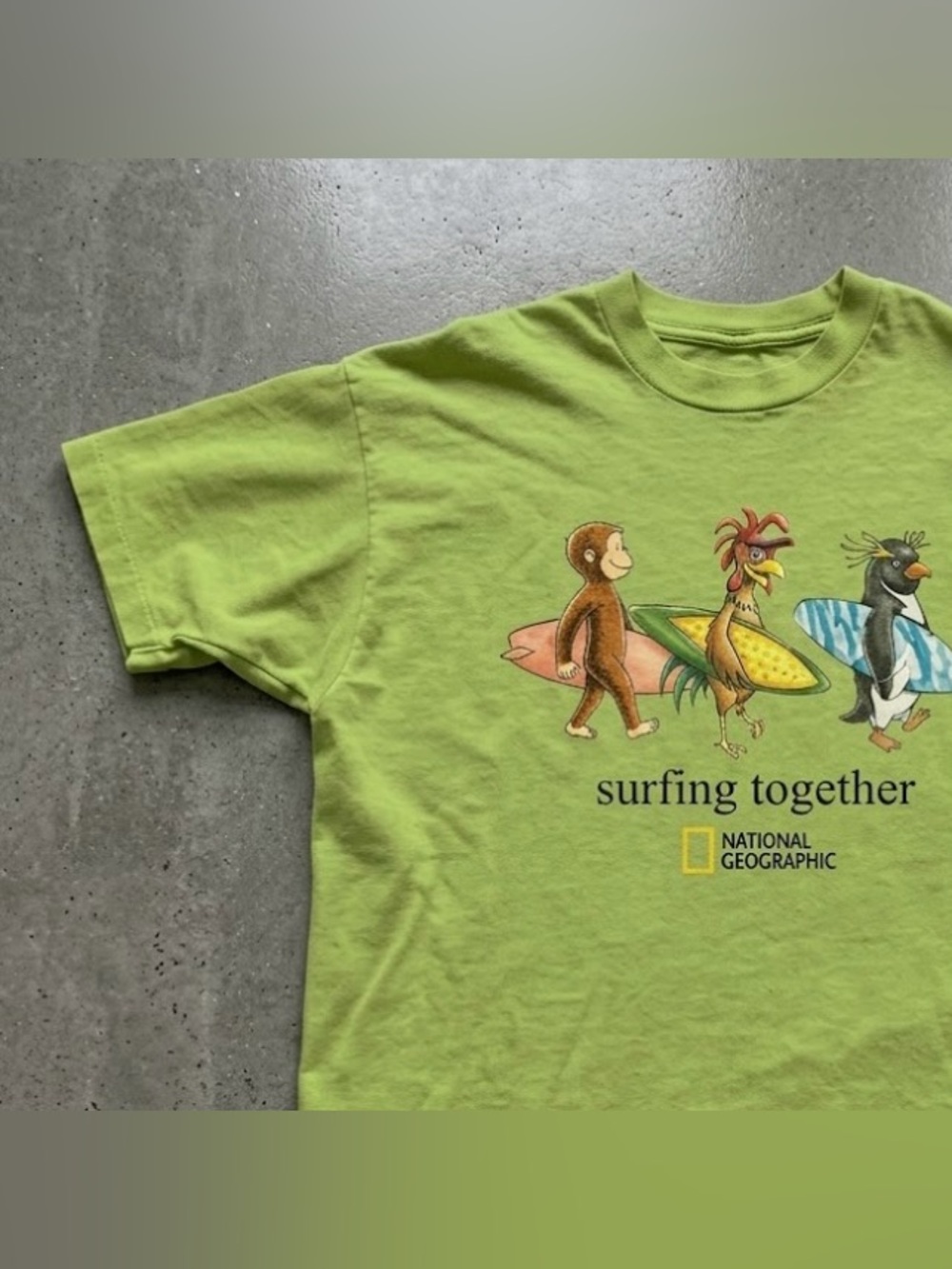 National Geographic 'Surfing Together' Lime Green T-Shirt - Picture 2 of 4